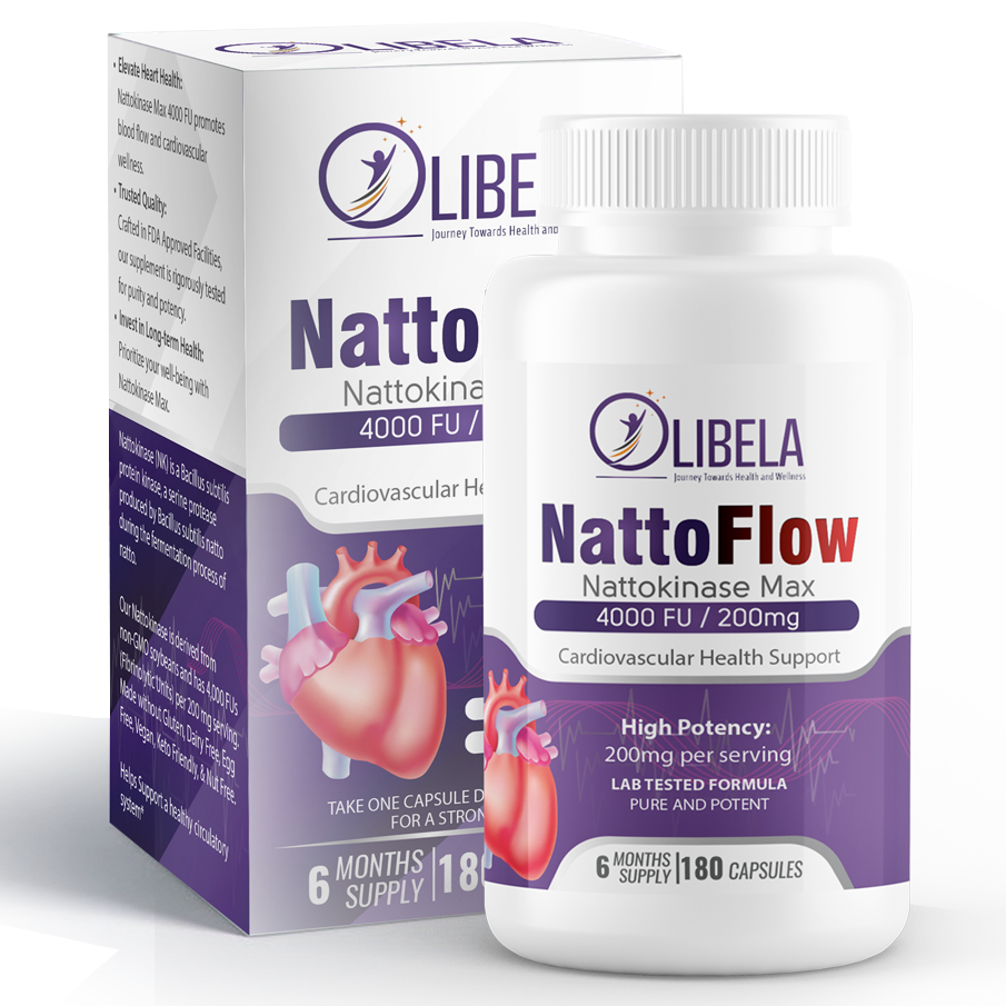 OLIBELA Nattokinase 4,000FU 180 Capsules - Heart Health & Blood Flow. Vegan & Non-GMO