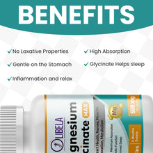 Load image into Gallery viewer, Olibela Magnesium Glycinate Chelated 500 mg. Support Relax, Sleep, Cardiovascular Health
