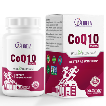 OLIBELA CoQ10 200mg Vegan Softgels with BioPerine, 2X Absorption, Naturally Fermented