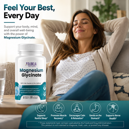 Olibela Premium Magnesium Glycinate 1420mg – 100% Fully Reacted & Non-Buffered Chelate Vegan