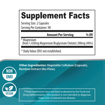 Olibela Premium Magnesium Glycinate 1420mg – 100% Fully Reacted & Non-Buffered Chelate Vegan