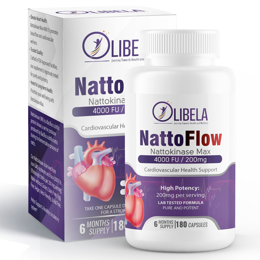 OLIBELA Nattokinase 4,000FU 180 Capsules - Heart Health & Blood Flow