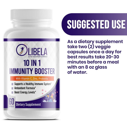 Olibela Immune Defense 10 in 1: Probiotics, Zinc, Elderberry, Echinacea, Turmeric, Garlic & More