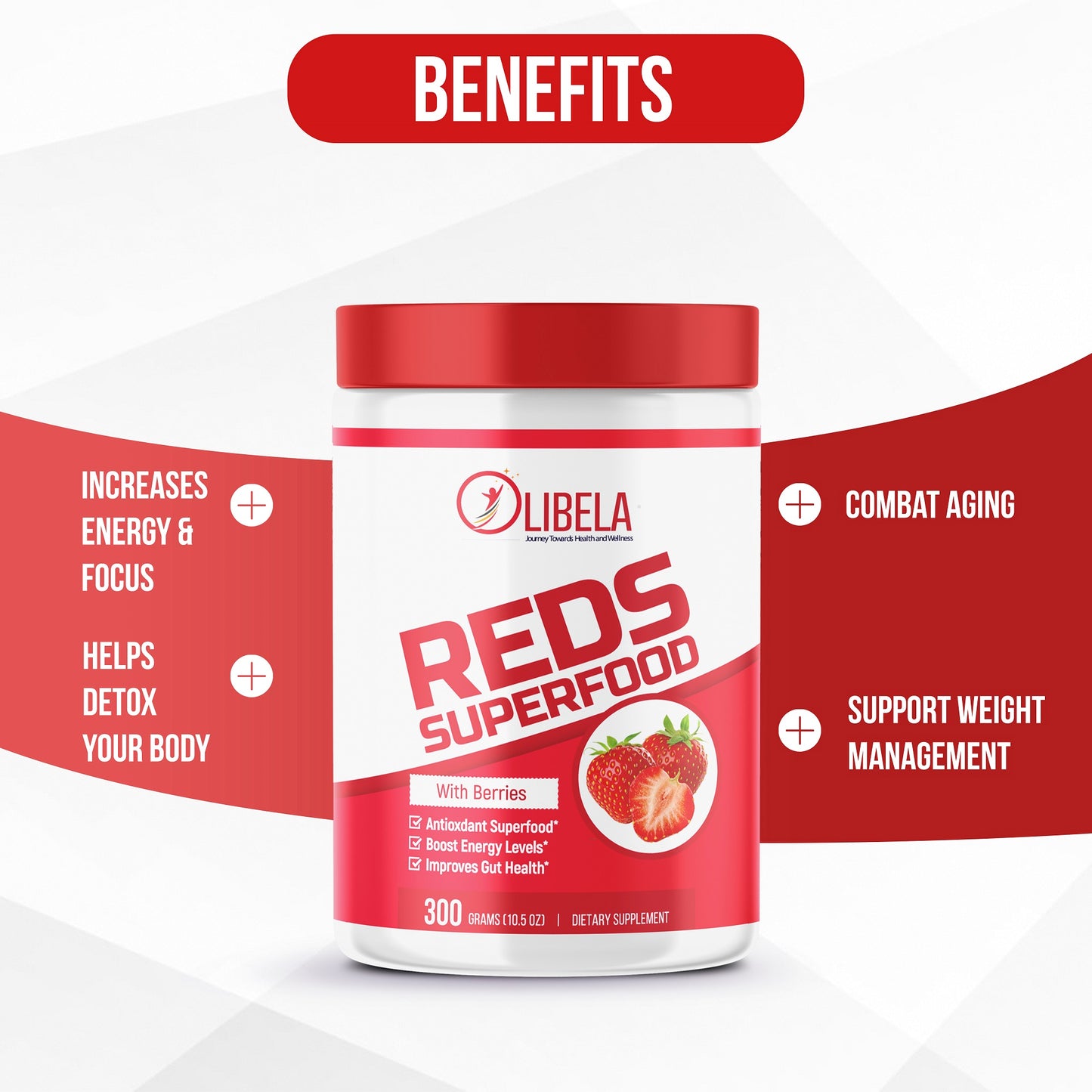 Reds Superfood Powder - Beetroot Powder Fruit & Vegetable Supplement with Probiotics, 10.5oz (300g)