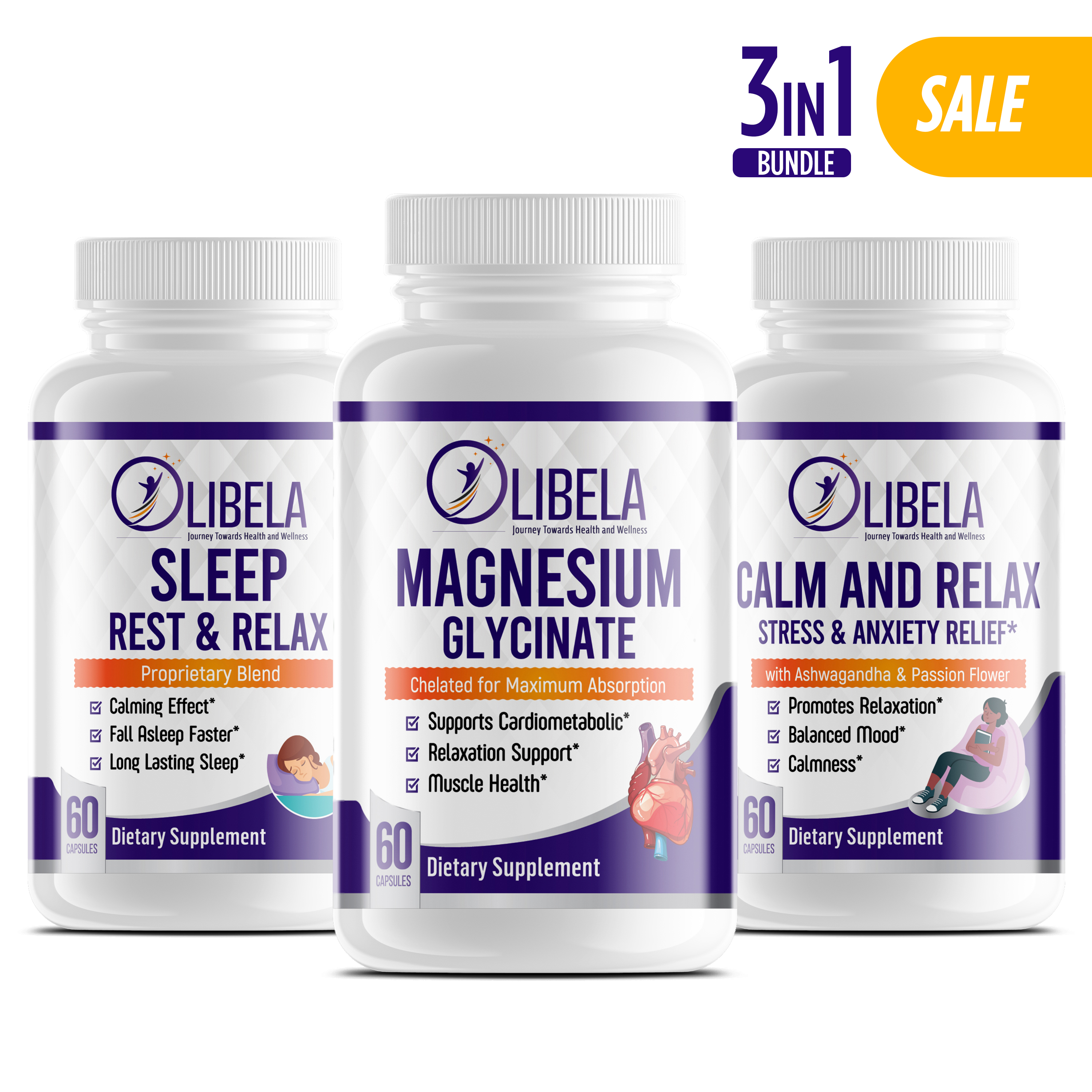 Natural Stress and Anxiety Relief Bundle - Reduces Anxiety, Healthy Sleep, Relaxation, and Improve Mood.