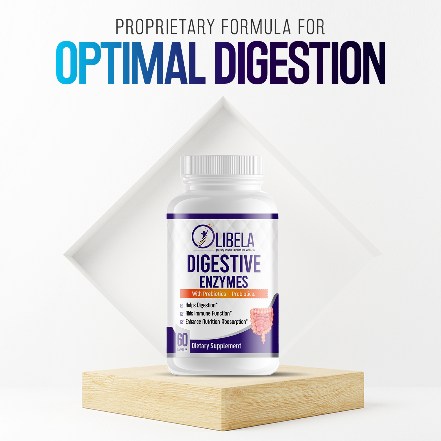 Digestive Enzymes With Prebiotics + Probiotics: Helps Aids Immune Function, Enhance Nutrition Absorption, Strong Immune System Support, 60 Caps.