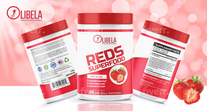 Reds Superfood Powder - Beetroot Powder Fruit & Vegetable Supplement with Probiotics, 10.5oz (300g)