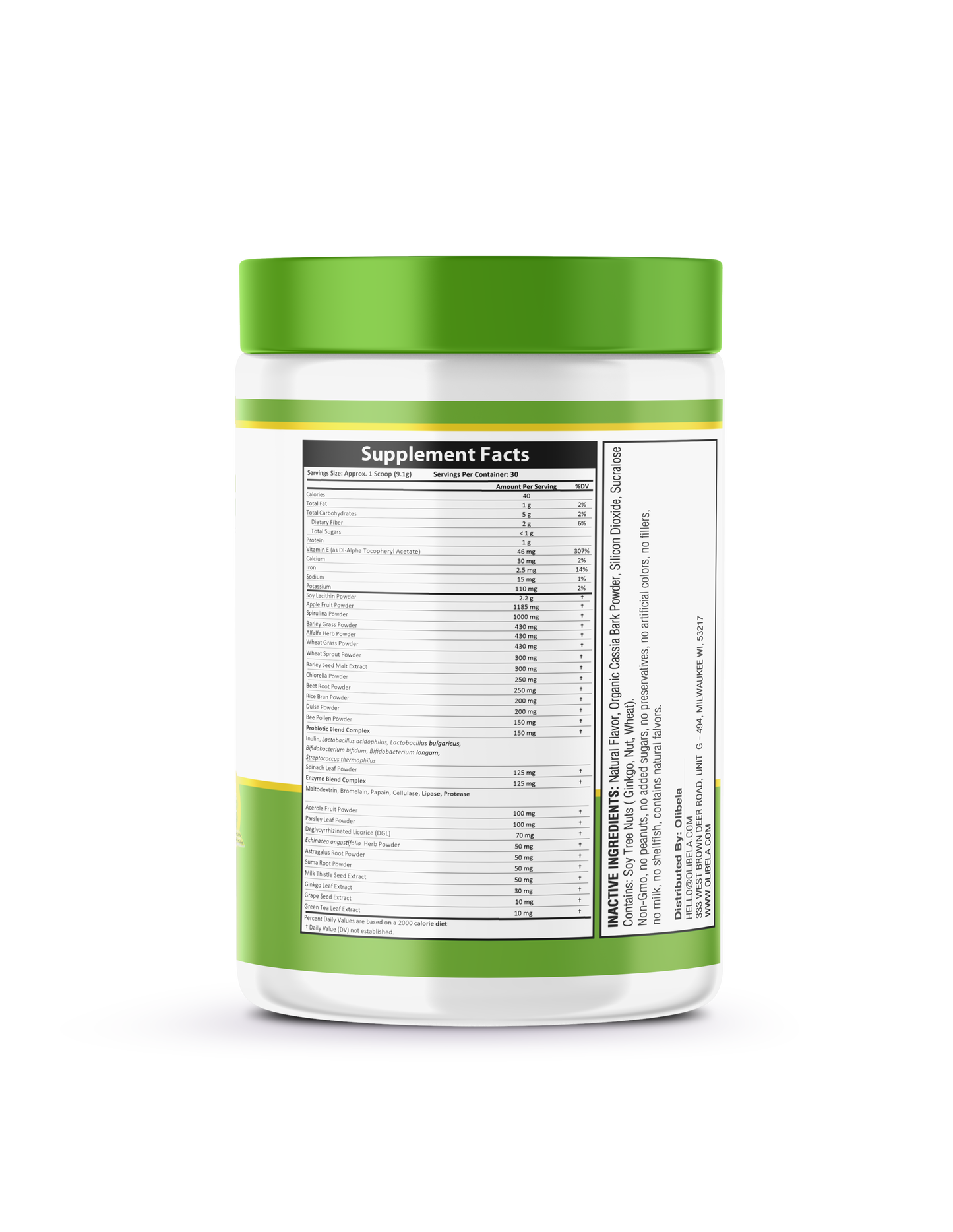 Greens Powder Superfood: con probióticos y prebióticos, complejo de enzimas digestivas. 273 g (9,6 oz)