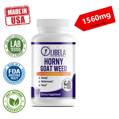 Horny Goat Weed 1560mg: Maca, Ginsen, Arginina, Saw Palmetto e Vitaminas, Reforço de Testosterona. Dá Mais Energia, Desempenho, Foco e Também Melhora os Níveis de Estrogênio, 60 Cápsulas